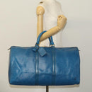 LOUIS VUITTON Epi Keepall 60 Boston Bag Blue M42945 LV Auth 134615-23