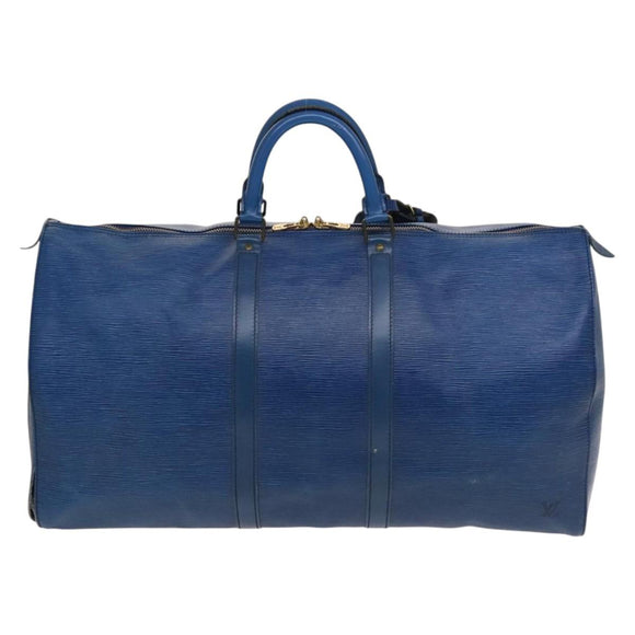 LOUIS VUITTON Epi Keepall 60 Boston Bag Blue M42945 LV Auth 134615