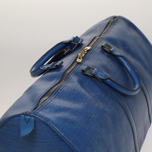 LOUIS VUITTON Epi Keepall 60 Boston Bag Blue M42945 LV Auth 134615