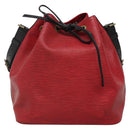 LOUIS VUITTON Epi Petit Noe Shoulder Bag Bicolor Black Red M44017 Auth 134616-13