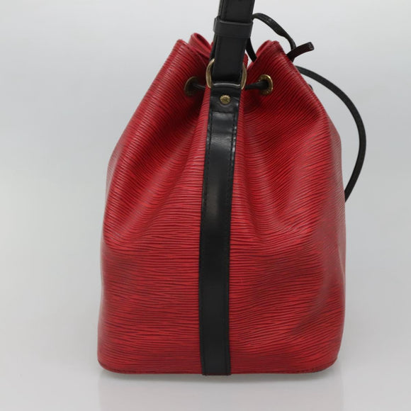 LOUIS VUITTON Epi Petit Noe Shoulder Bag Bicolor Black Red M44017 Auth 134616