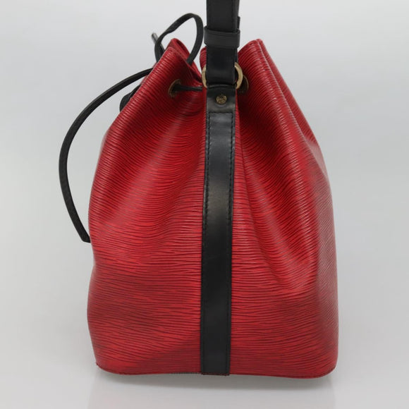 LOUIS VUITTON Epi Petit Noe Shoulder Bag Bicolor Black Red M44017 Auth 134616