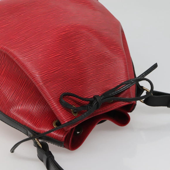 LOUIS VUITTON Epi Petit Noe Shoulder Bag Bicolor Black Red M44017 Auth 134616