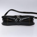 PRADA Shoulder Bag Enamel Black Silver Auth 134639-5