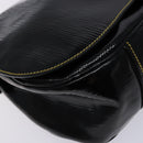 PRADA Shoulder Bag Enamel Black Silver Auth 134639-16