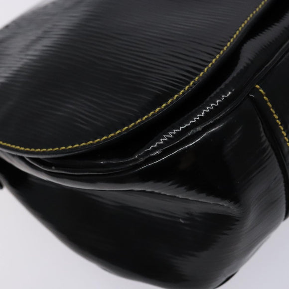 PRADA Shoulder Bag Enamel Black Silver Auth 134639