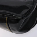 PRADA Shoulder Bag Enamel Black Silver Auth 134639-17