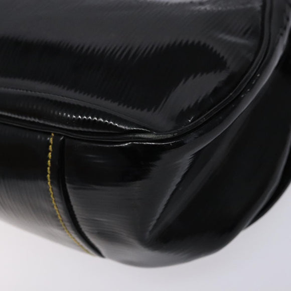 PRADA Shoulder Bag Enamel Black Silver Auth 134639