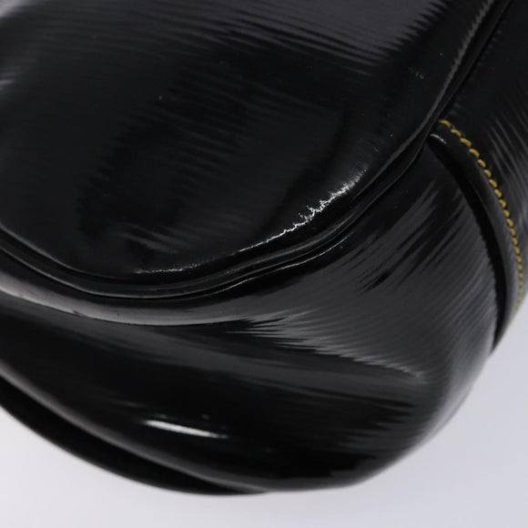 PRADA Shoulder Bag Enamel Black Silver Auth 134639