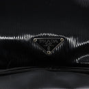 PRADA Shoulder Bag Enamel Black Silver Auth 134639-19
