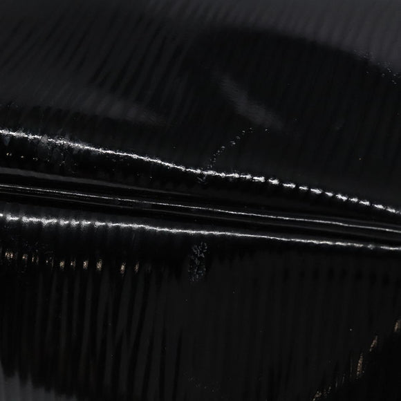PRADA Shoulder Bag Enamel Black Silver Auth 134639