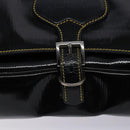 PRADA Shoulder Bag Enamel Black Silver Auth 134639-20