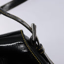 PRADA Shoulder Bag Enamel Black Silver Auth 134639-21