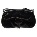 PRADA Shoulder Bag Enamel Black Silver Auth 134639-13