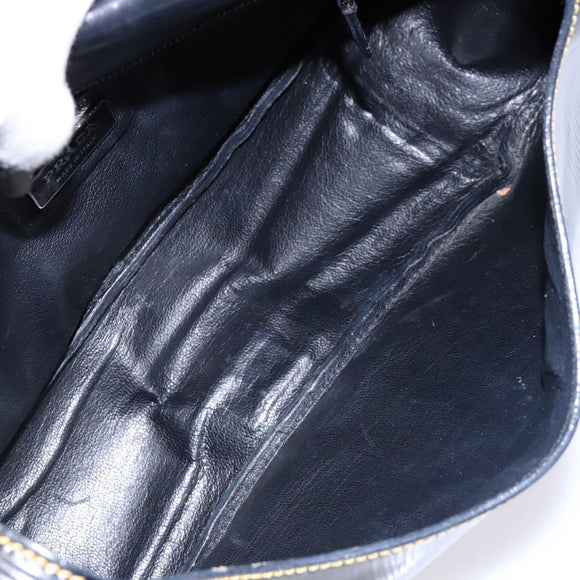 PRADA Shoulder Bag Enamel Black Silver Auth 134639