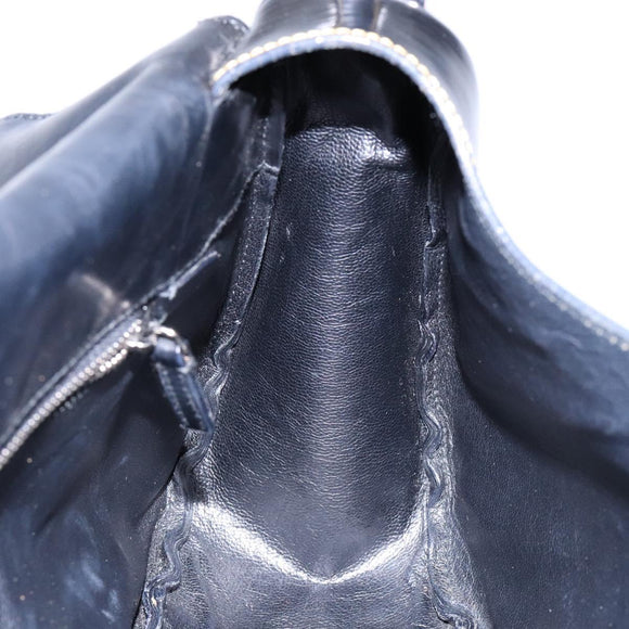 PRADA Shoulder Bag Enamel Black Silver Auth 134639