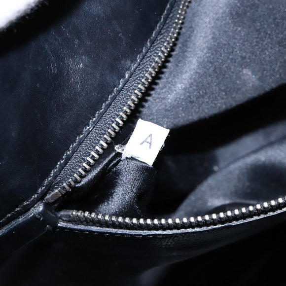 PRADA Shoulder Bag Enamel Black Silver Auth 134639