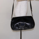 PRADA Shoulder Bag Enamel Black Silver Auth 134639-27