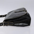 PRADA Shoulder Bag Enamel Black Silver Auth 134639-4