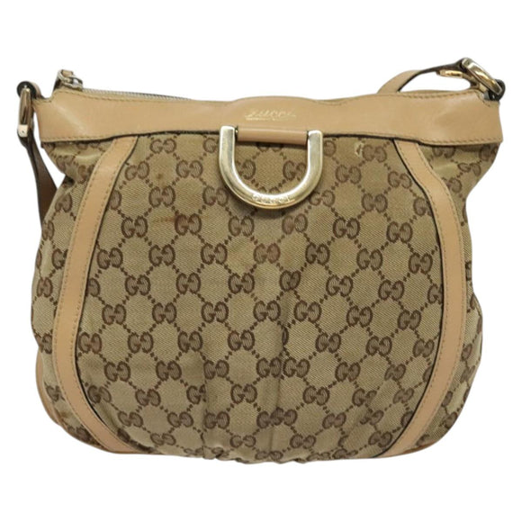 GUCCI GG Canvas Shoulder Bag Beige Gold 203257 Auth 134640
