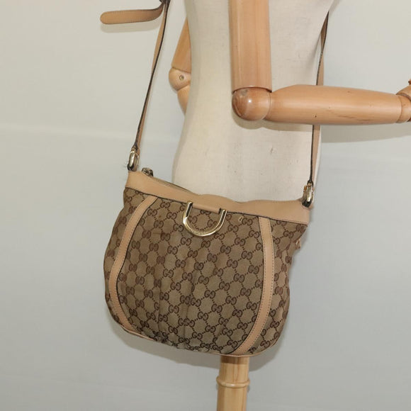 GUCCI GG Canvas Shoulder Bag Beige Gold 203257 Auth 134640