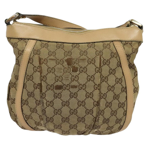 GUCCI GG Canvas Shoulder Bag Beige Gold 203257 Auth 134640