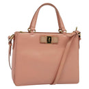 Salvatore Ferragamo Vala Hand Bag Leather 2way Pink Gold Auth 134642-1