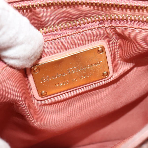 Salvatore Ferragamo Vala Hand Bag Leather 2way Pink Gold Auth 134642