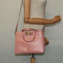 Salvatore Ferragamo Vala Hand Bag Leather 2way Pink Gold Auth 134642-25