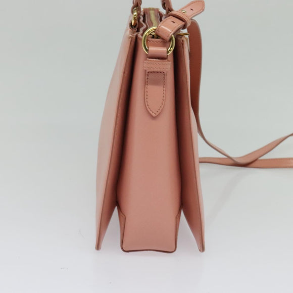 Salvatore Ferragamo Vala Hand Bag Leather 2way Pink Gold Auth 134642