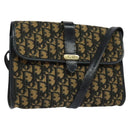 Christian Dior Trotter Canvas Shoulder Bag Navy Gold Auth 134643-1