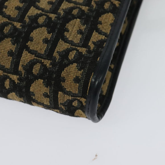 Christian Dior Trotter Canvas Shoulder Bag Navy Gold Auth 134643