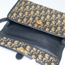 Christian Dior Trotter Canvas Shoulder Bag Navy Gold Auth 134643-15