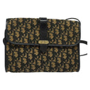 Christian Dior Trotter Canvas Shoulder Bag Navy Gold Auth 134643-2