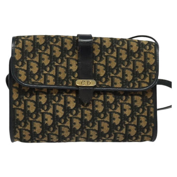 Christian Dior Trotter Canvas Shoulder Bag Navy Gold Auth 134643 - 0