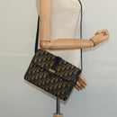 Christian Dior Trotter Canvas Shoulder Bag Navy Gold Auth 134643-21