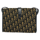 Christian Dior Trotter Canvas Shoulder Bag Navy Gold Auth 134643-3