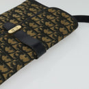 Christian Dior Trotter Canvas Shoulder Bag Navy Gold Auth 134643-6