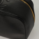 CHANEL COCO Mark Vanity Pouch Caviar Skin Black Gold CC Auth 134647-17