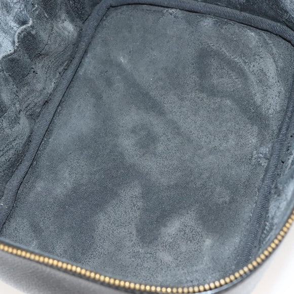 CHANEL COCO Mark Vanity Pouch Caviar Skin Black Gold CC Auth 134647