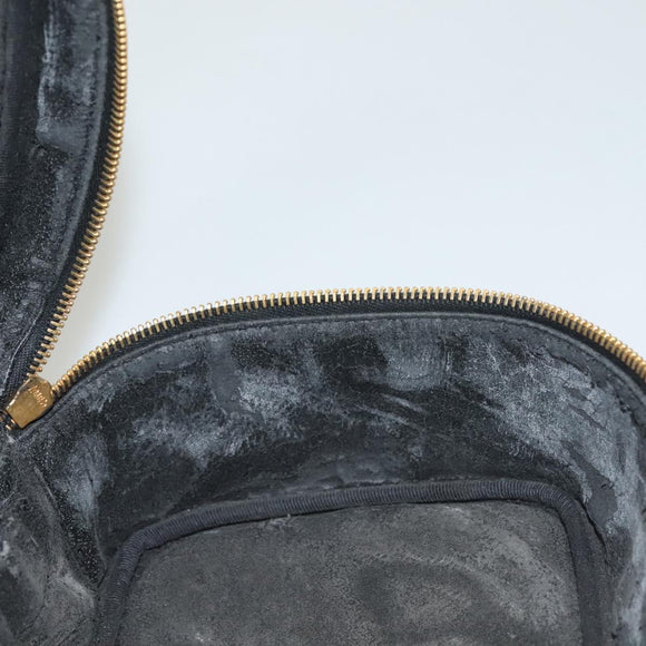 CHANEL COCO Mark Vanity Pouch Caviar Skin Black Gold CC Auth 134647
