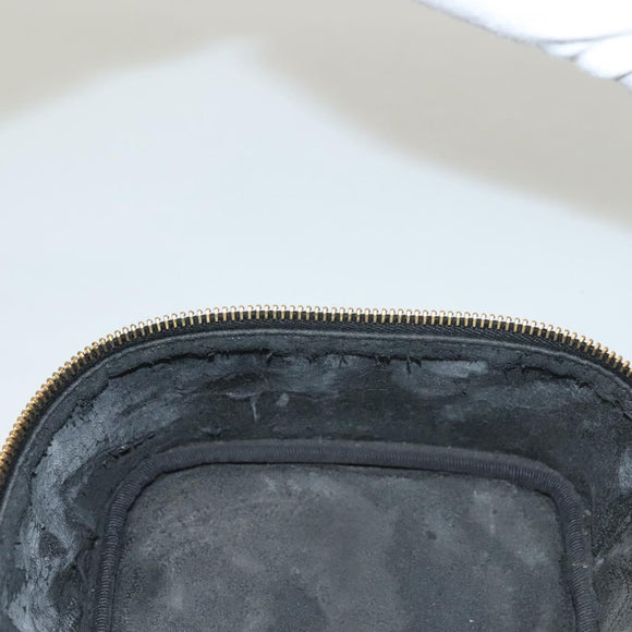 CHANEL COCO Mark Vanity Pouch Caviar Skin Black Gold CC Auth 134647