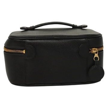 CHANEL COCO Mark Vanity Pouch Caviar Skin Black Gold CC Auth 134647 - 0