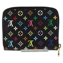 LOUIS VUITTON Monogram Multicolor Zippy Coin Purse Black M93740 LV Auth 134682V-2