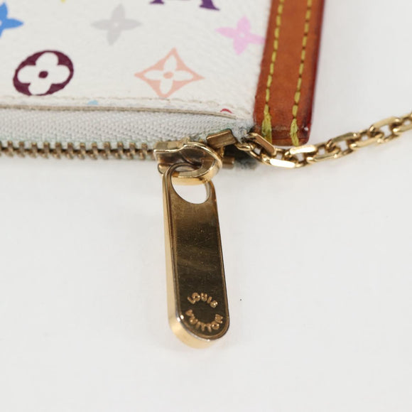 LOUIS VUITTON Multicolor Pochette Cles Coin Purse White M92655 LV Auth 134684V