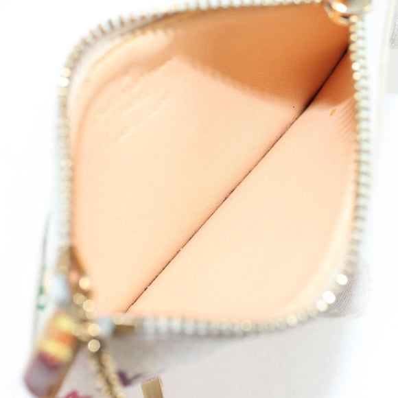 LOUIS VUITTON Multicolor Pochette Cles Coin Purse White M92655 LV Auth 134684V