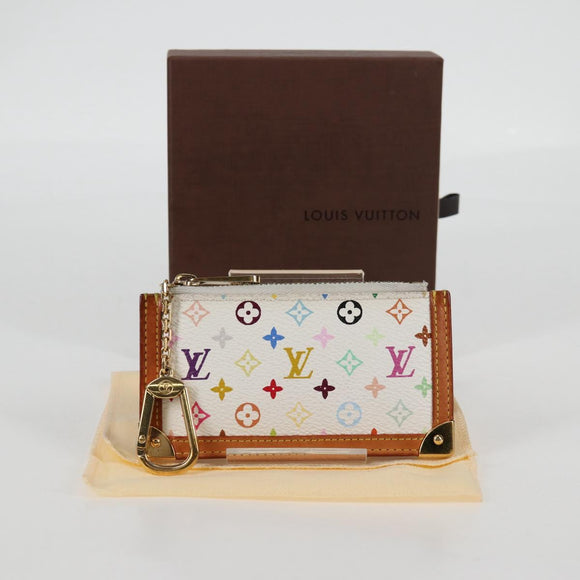 LOUIS VUITTON Multicolor Pochette Cles Coin Purse White M92655 LV Auth 134684V