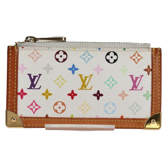 LOUIS VUITTON Multicolor Pochette Cles Coin Purse White M92655 LV Auth 134684V