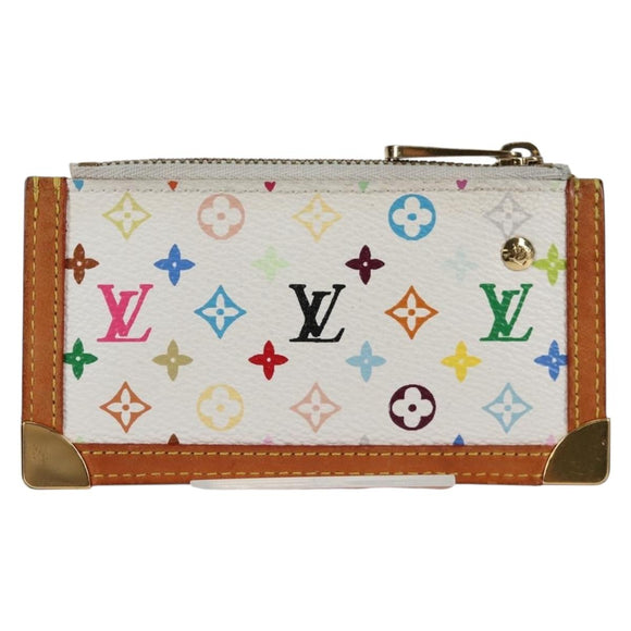 LOUIS VUITTON Multicolor Pochette Cles Coin Purse White M92655 LV Auth 134684V