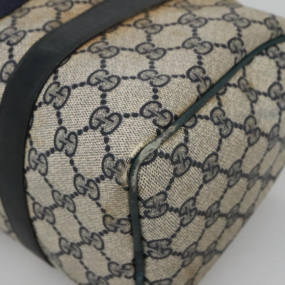 GUCCI GG Supreme Sherry Line Hand Bag PVC Navy Gold Red Auth 134690